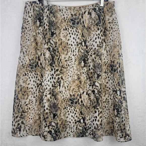 Bohemian Animal Print 16 Midi Flare Skirt Zip Line Whimsigoth Romantic Office - Picture 1 of 8